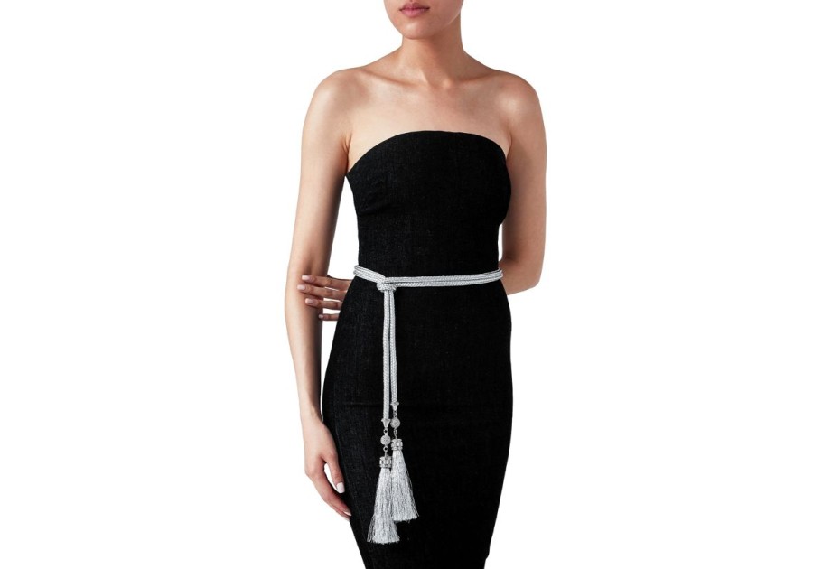 Accessories Judith Leiber | Crystal Tassel Belt Silver