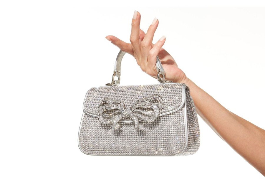 Handbags Judith Leiber | Crystal Bow Top Handle Silver