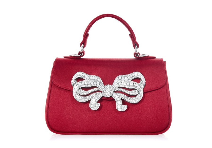 Handbags Judith Leiber | Satin Bow Top Handle Crimson