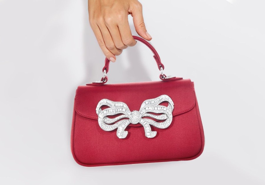 Handbags Judith Leiber | Satin Bow Top Handle Crimson