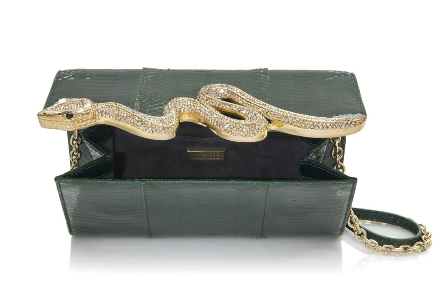 Handbags Judith Leiber | Serpent Snakeskin Clutch Emerald