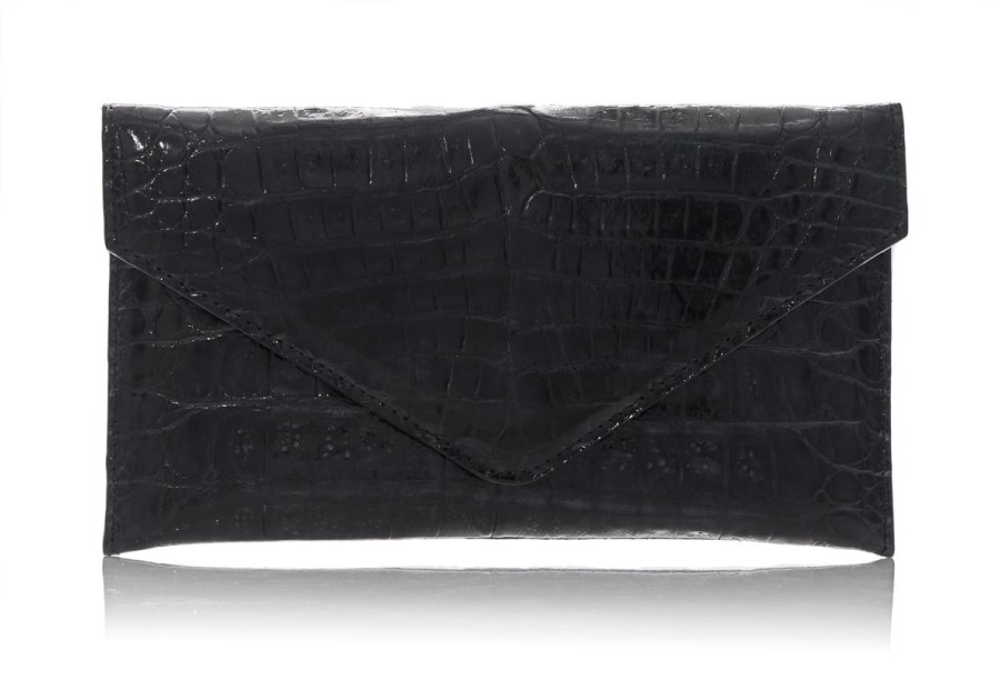 Handbags Judith Leiber | Crocodile Flat Envelope Black