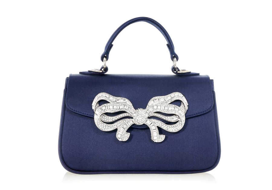 Handbags Judith Leiber | Satin Bow Top Handle Navy