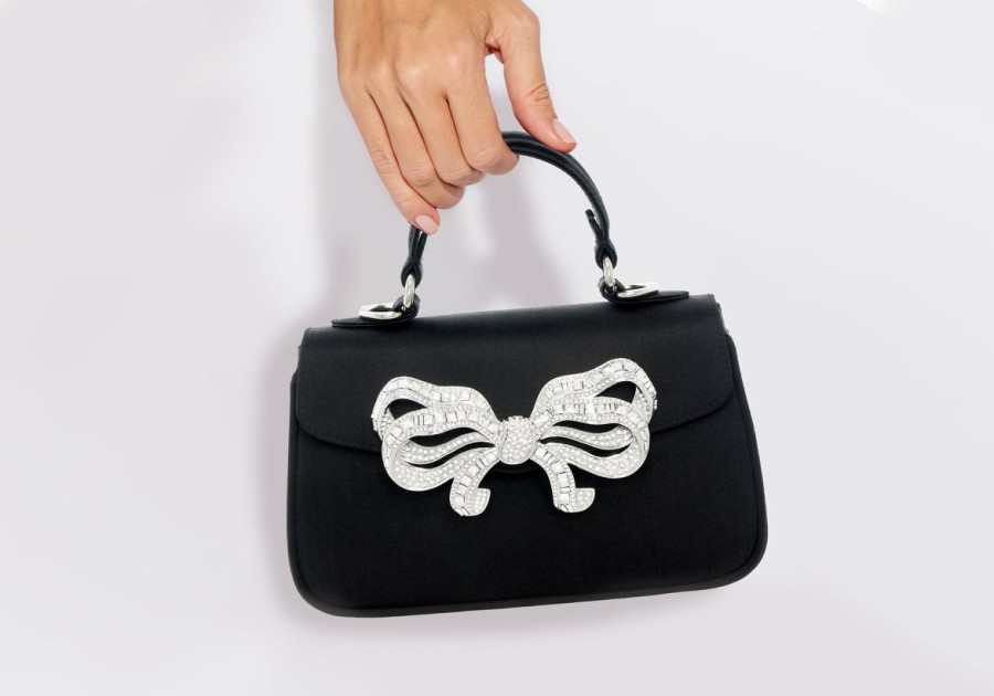 Handbags Judith Leiber | Satin Bow Top Handle Black