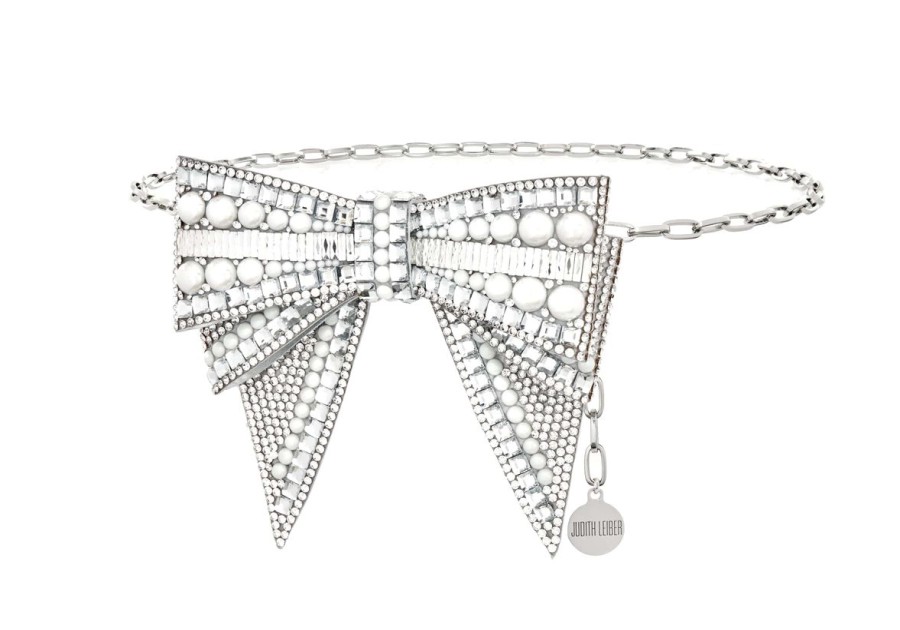 Accessories Judith Leiber | Deco Bow Belt Silver