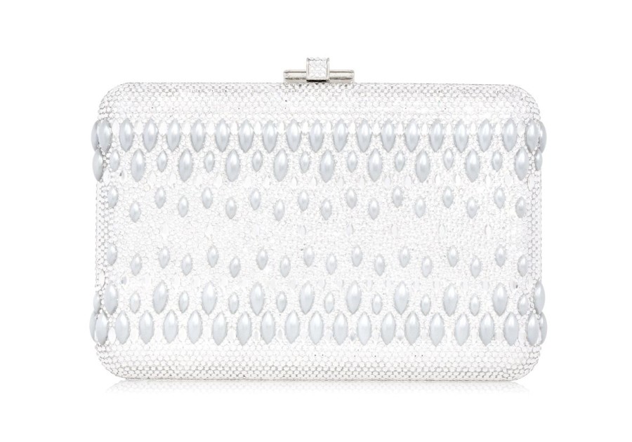 Handbags Judith Leiber | Slim Slide Pearl Lace Silver