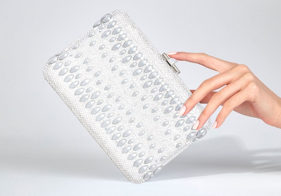 Handbags Judith Leiber | Slim Slide Pearl Lace Silver