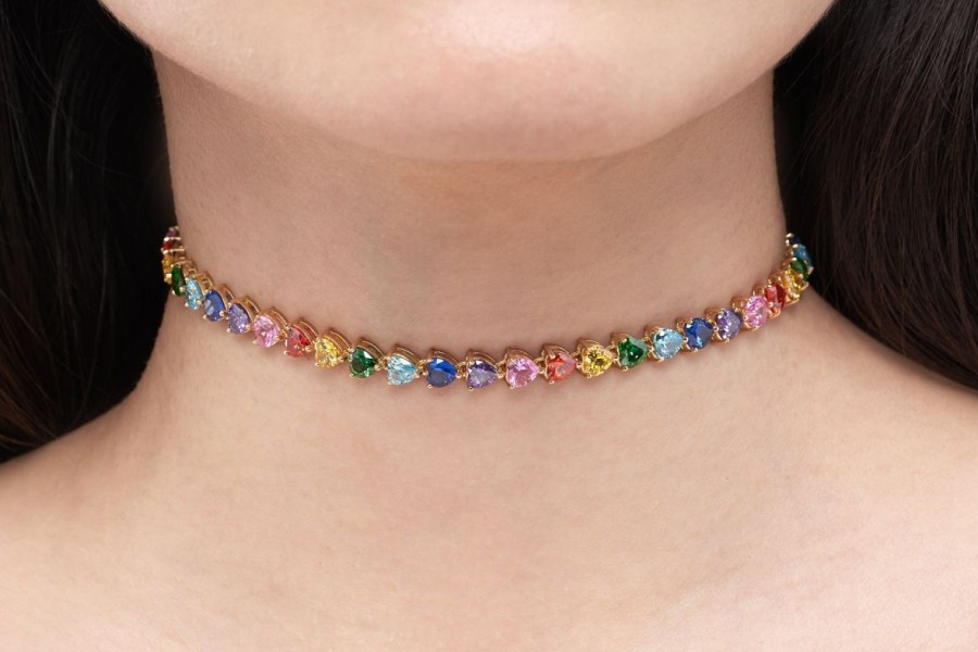 Accessories Judith Leiber | Rainbow Heart Choker Necklace