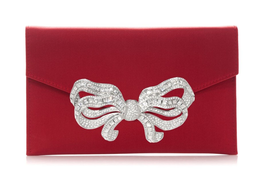 Handbags Judith Leiber | Satin Bow Envelope Red