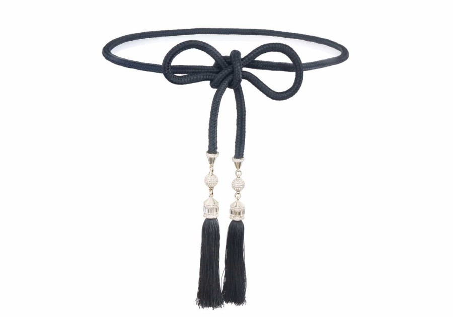 Accessories Judith Leiber | Crystal Tassel Belt Black