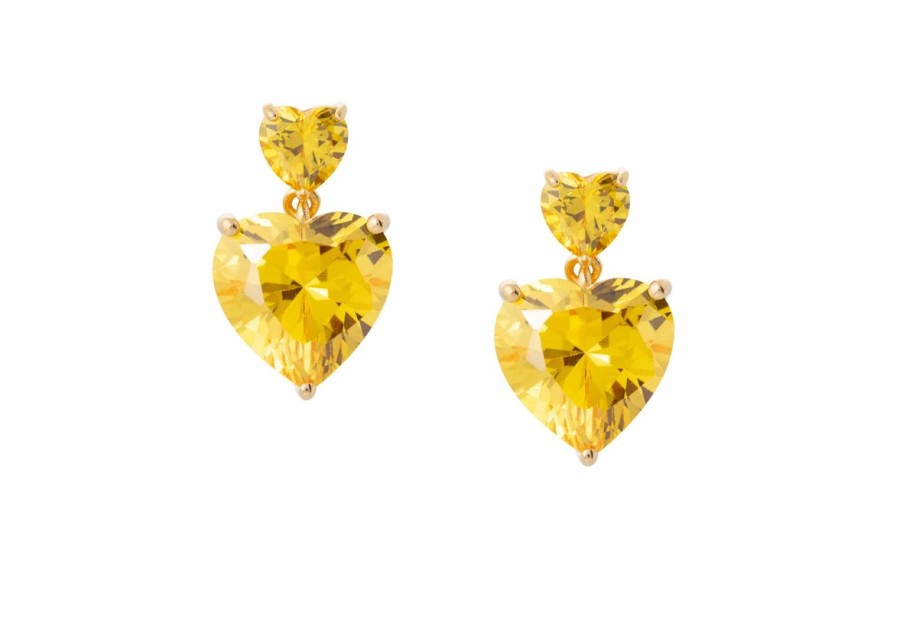 Accessories Judith Leiber | Heart Drop Earrings Yellow