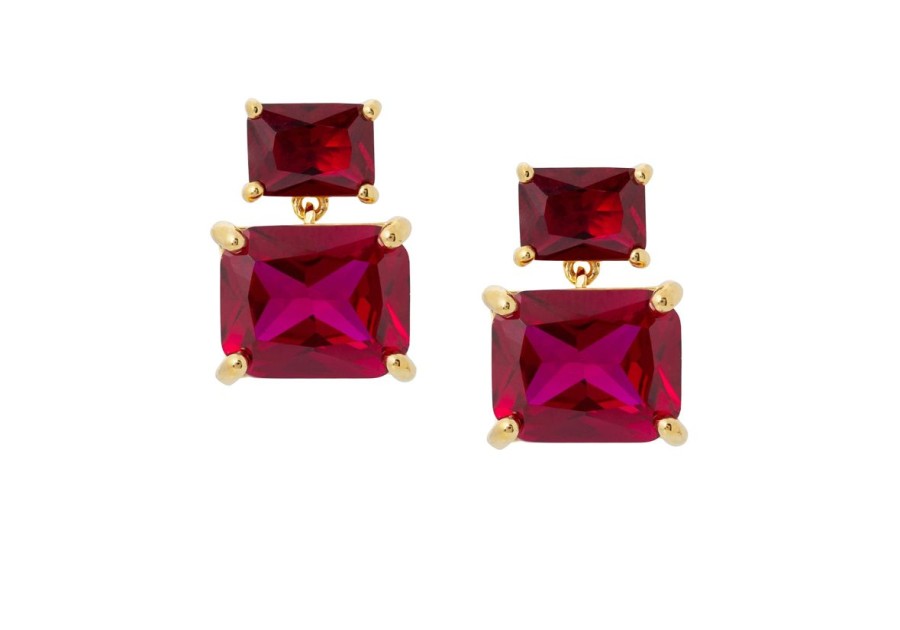 Accessories Judith Leiber | Rectangle Drop Earrings Red