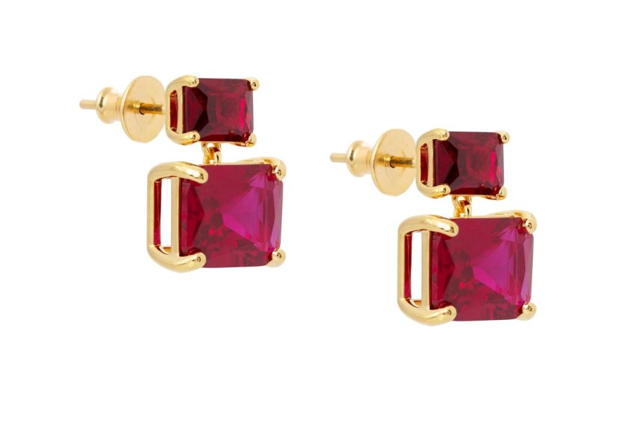 Accessories Judith Leiber | Rectangle Drop Earrings Red