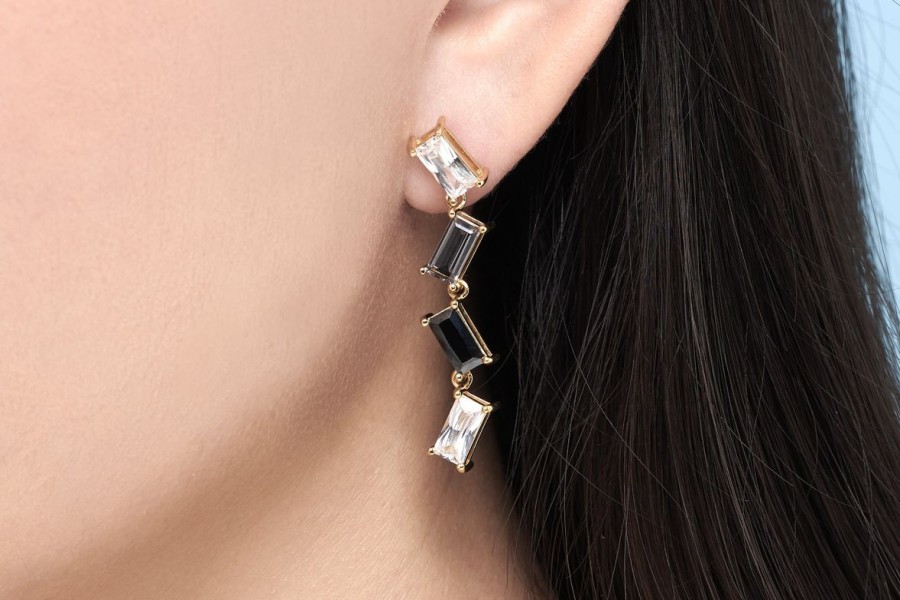 Accessories Judith Leiber | Zig Zag Rectangle Drop Earrings