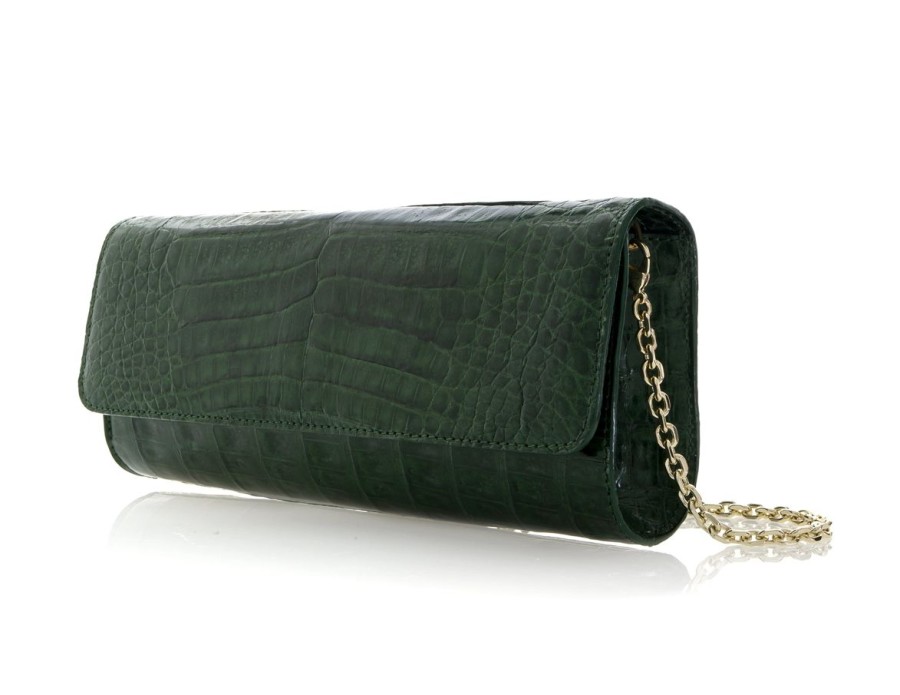 Handbags Judith Leiber | Kate Emerald Crocodile Clutch