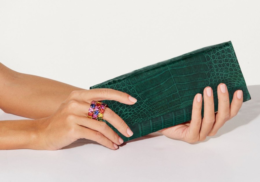 Handbags Judith Leiber | Kate Emerald Crocodile Clutch