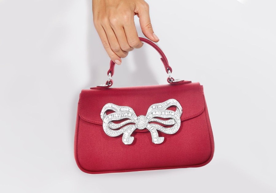 Handbags Judith Leiber | Satin Bow Top Handle Crimson