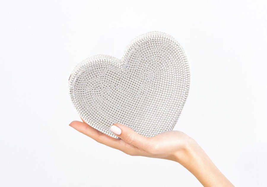 Handbags Judith Leiber | Heart Clutch Silver