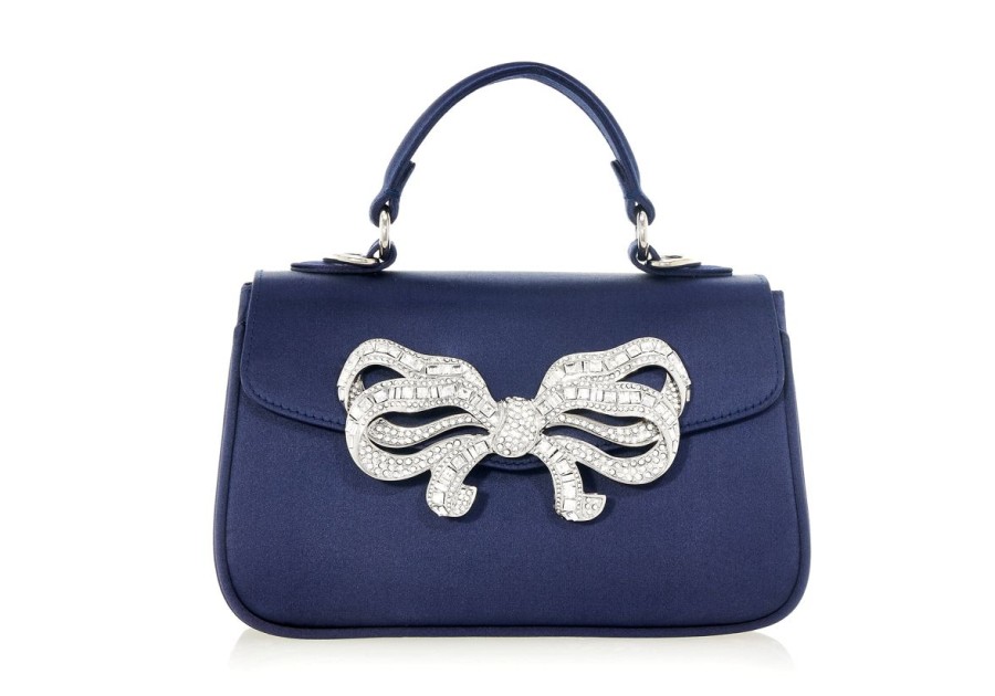 Handbags Judith Leiber | Satin Bow Top Handle Navy