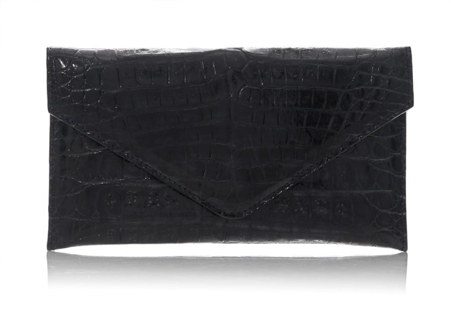 Handbags Judith Leiber | Crocodile Flat Envelope Black