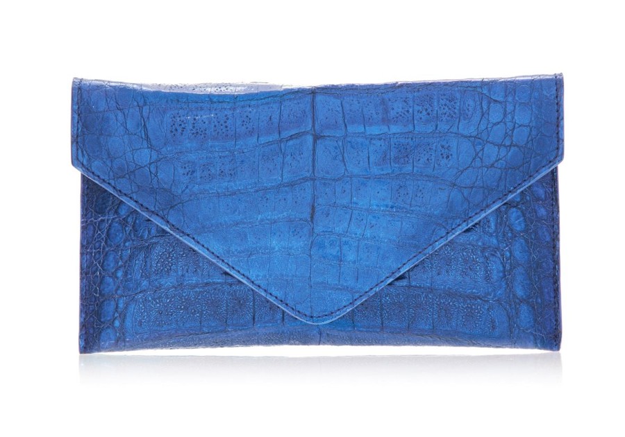 Handbags Judith Leiber | Crocodile Flat Envelope Cobalt