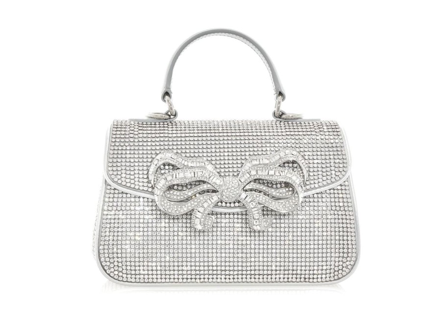 Handbags Judith Leiber | Crystal Bow Top Handle Silver