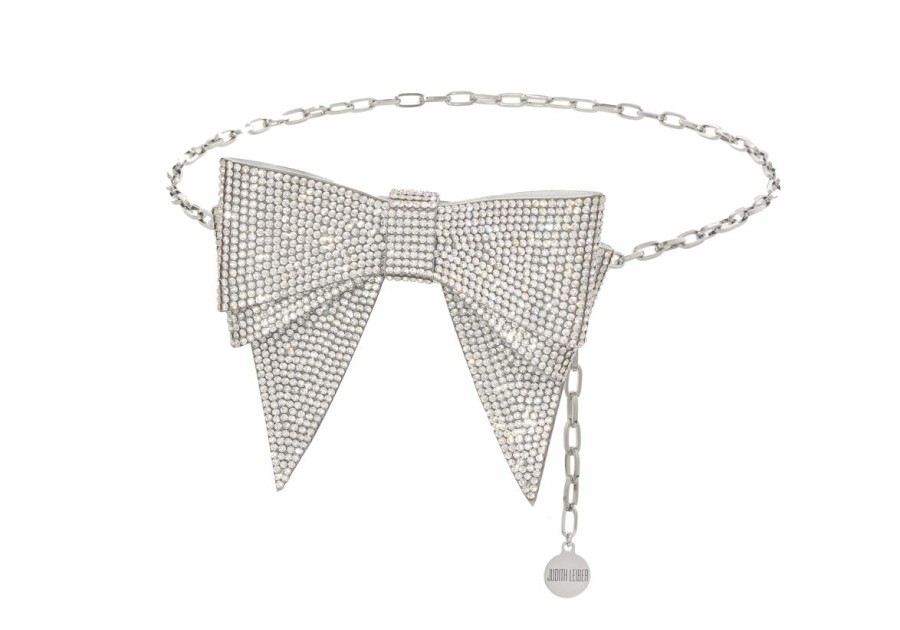 Accessories Judith Leiber | Soft Bow Belt Silver