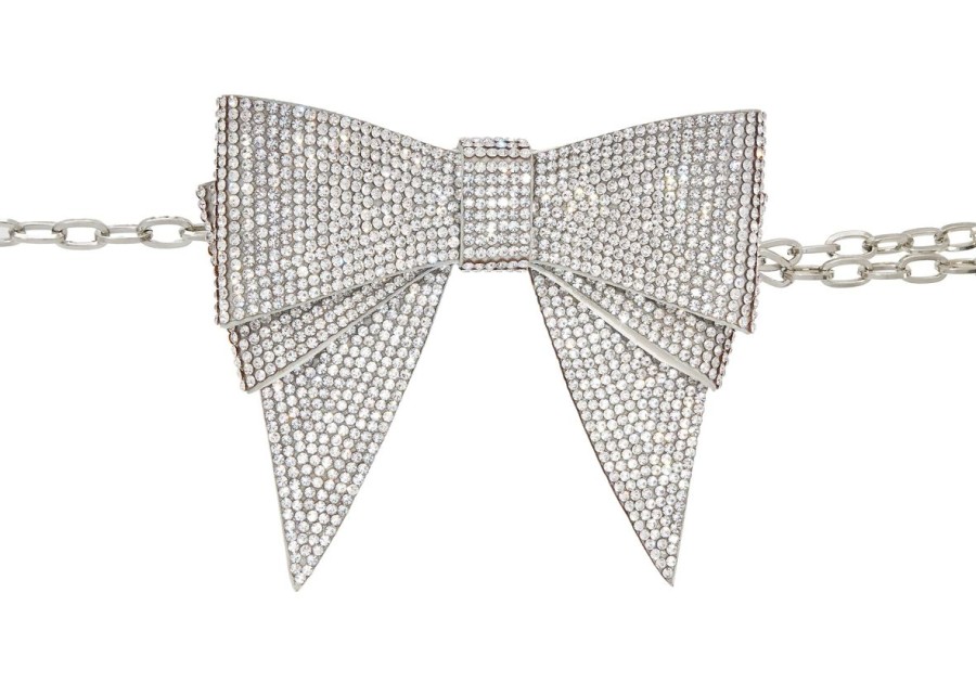 Accessories Judith Leiber | Soft Bow Belt Silver