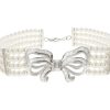 Accessories Judith Leiber | Bow Choker Pearl Choker Necklace