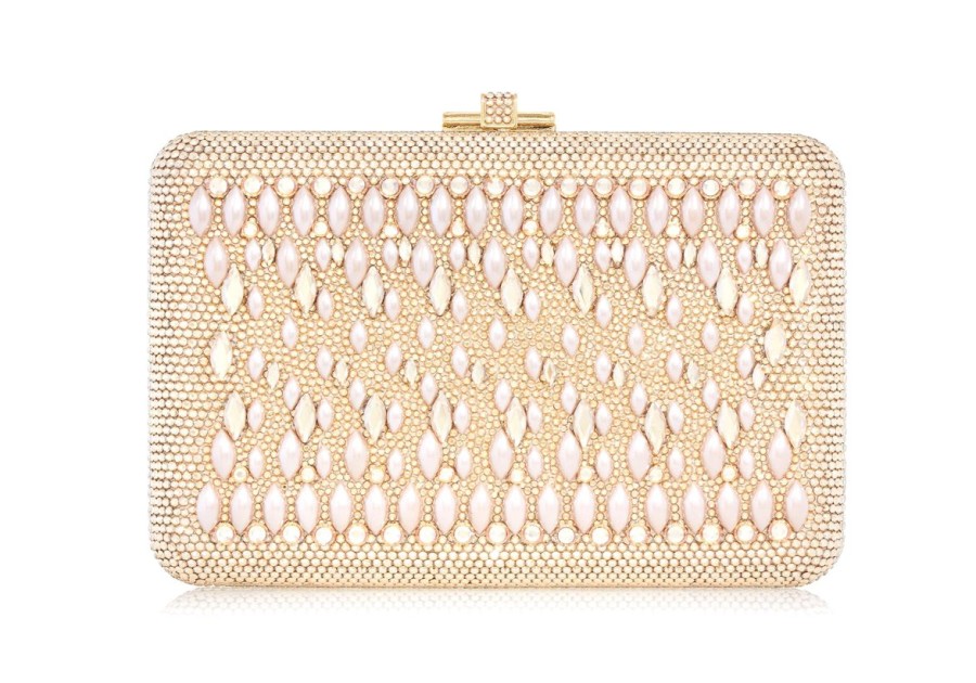 Handbags Judith Leiber | Slim Slide Pearl Lace Champagne