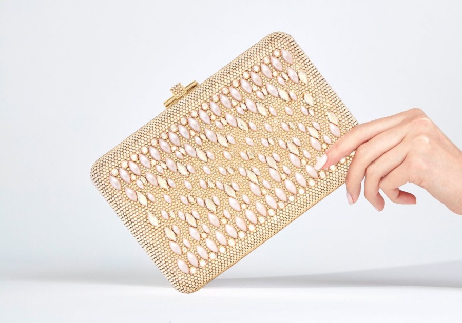 Handbags Judith Leiber | Slim Slide Pearl Lace Champagne