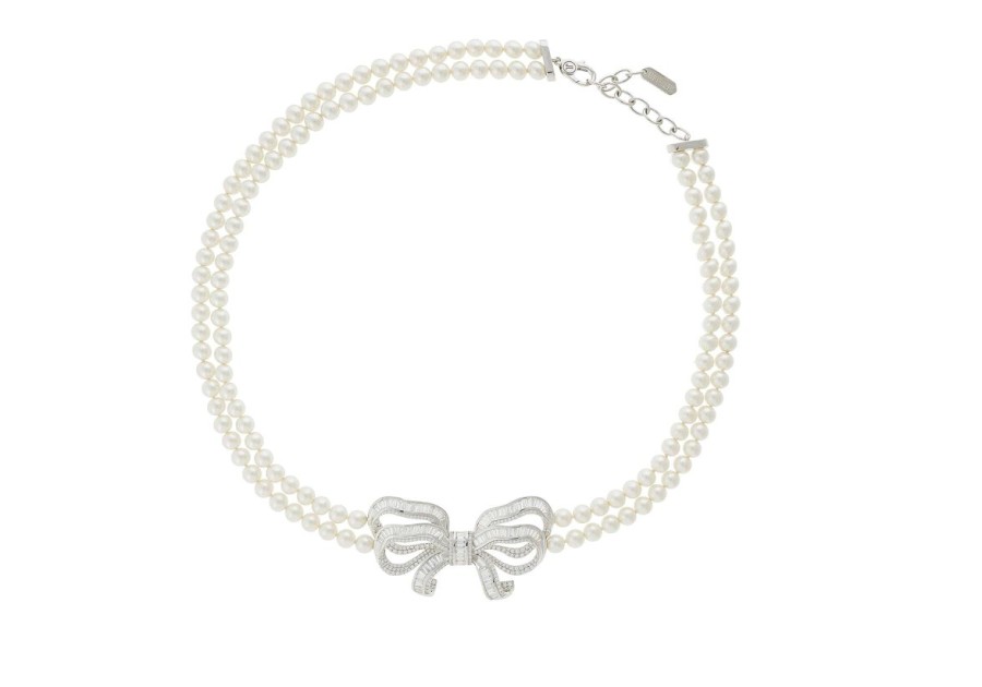 Accessories Judith Leiber | Bow Double Strand Pearl Necklace