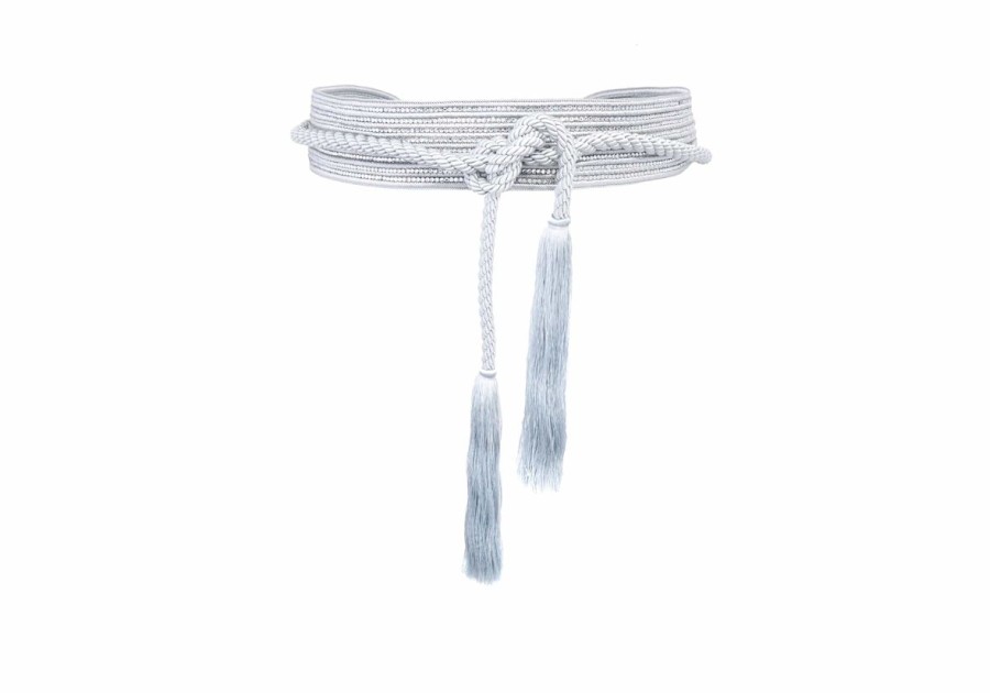 Accessories Judith Leiber | Wrap Corded Cummerbund Belt Silver