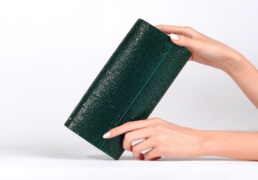 Handbags Judith Leiber | Perry Crystal Clutch Emerald