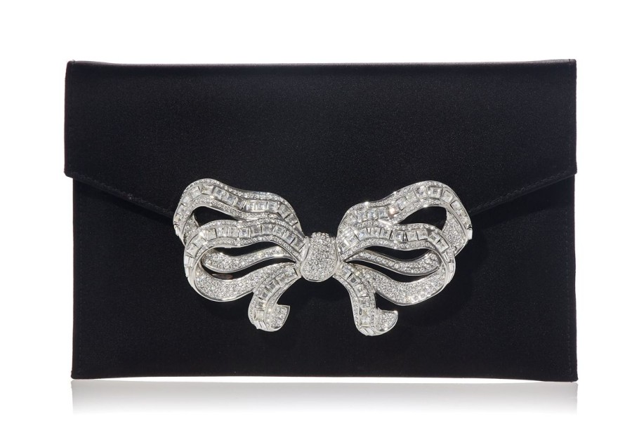 Handbags Judith Leiber | Satin Bow Envelope Black