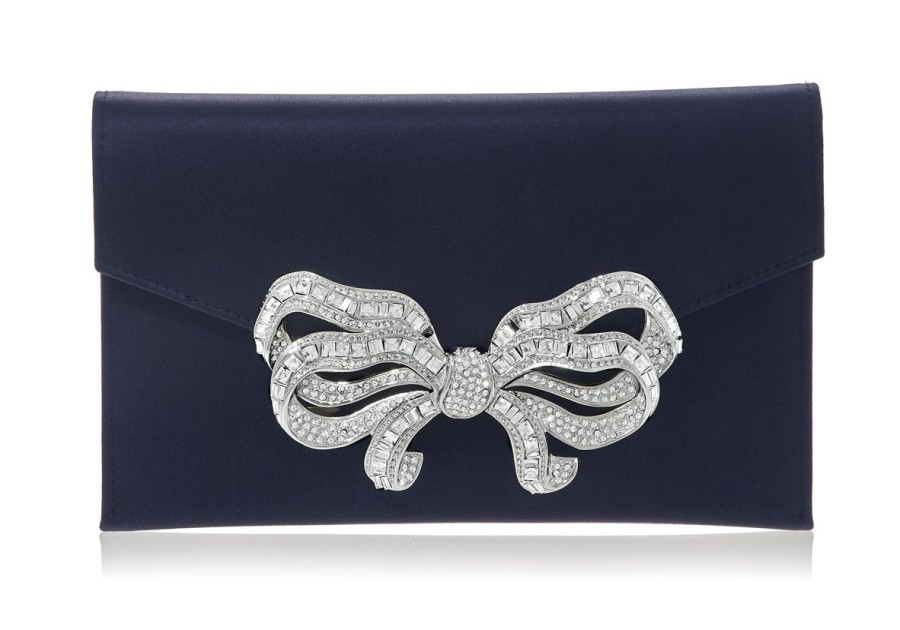 Handbags Judith Leiber | Satin Bow Envelope Navy