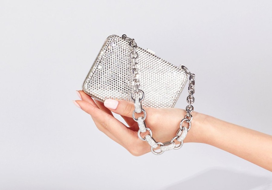 Accessories Judith Leiber | Crystal Mini Rounded Rectangle Silver