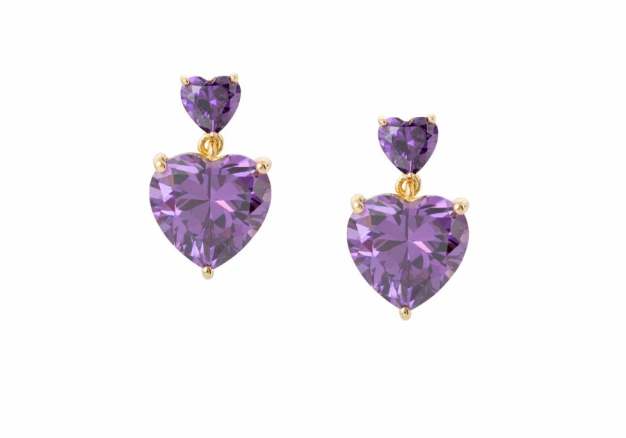 Accessories Judith Leiber | Heart Drop Earrings Purple