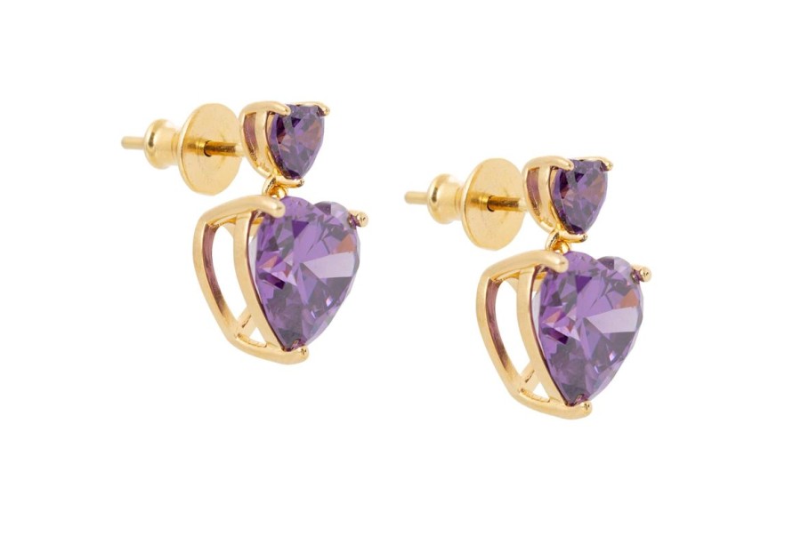 Accessories Judith Leiber | Heart Drop Earrings Purple