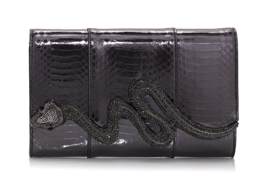 Handbags Judith Leiber | Serpent Snakeskin Clutch Gray