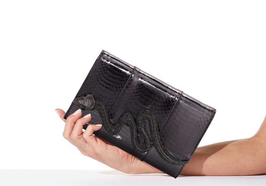 Handbags Judith Leiber | Serpent Snakeskin Clutch Gray