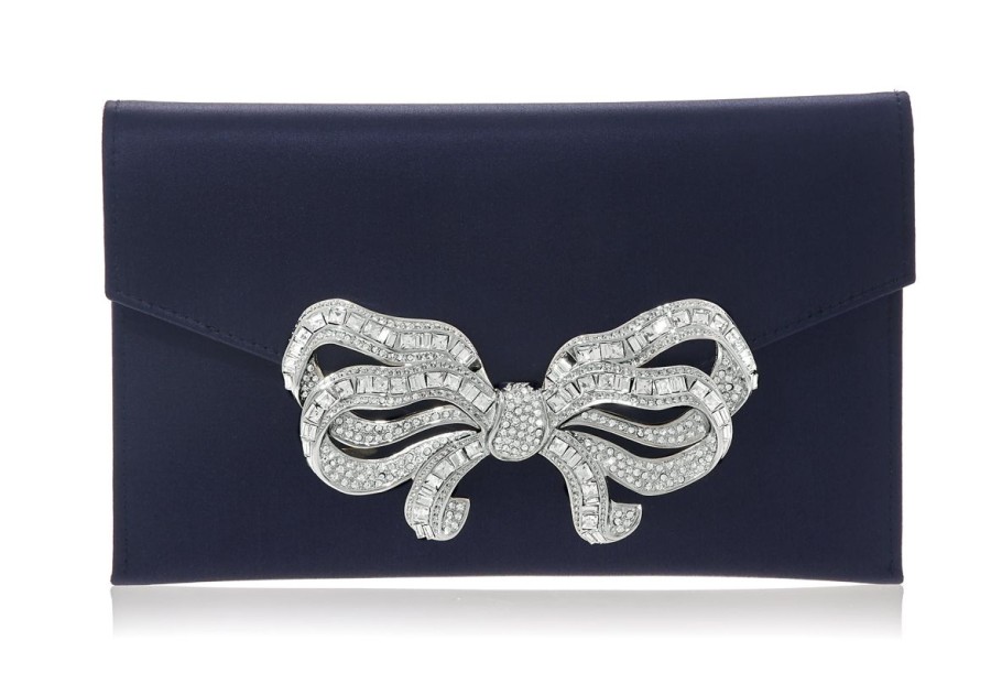 Handbags Judith Leiber | Satin Bow Envelope Navy