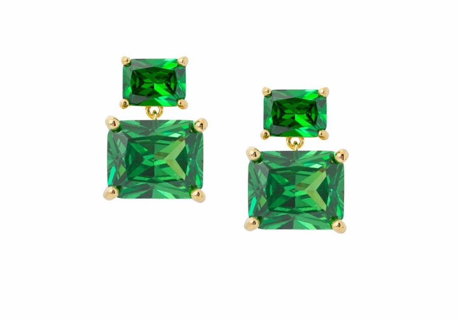 Accessories Judith Leiber | Rectangle Drop Earrings Green