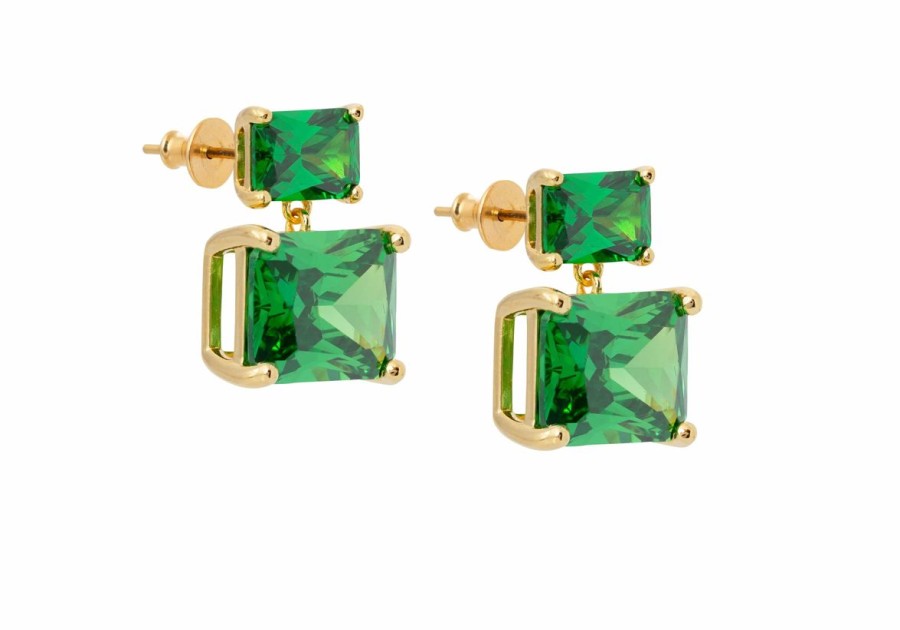 Accessories Judith Leiber | Rectangle Drop Earrings Green