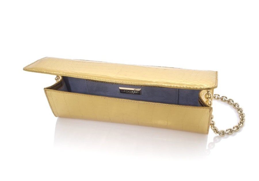 Handbags Judith Leiber | Kate Gold Crocodile Clutch