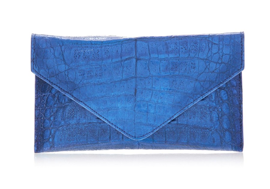 Handbags Judith Leiber | Crocodile Flat Envelope Cobalt