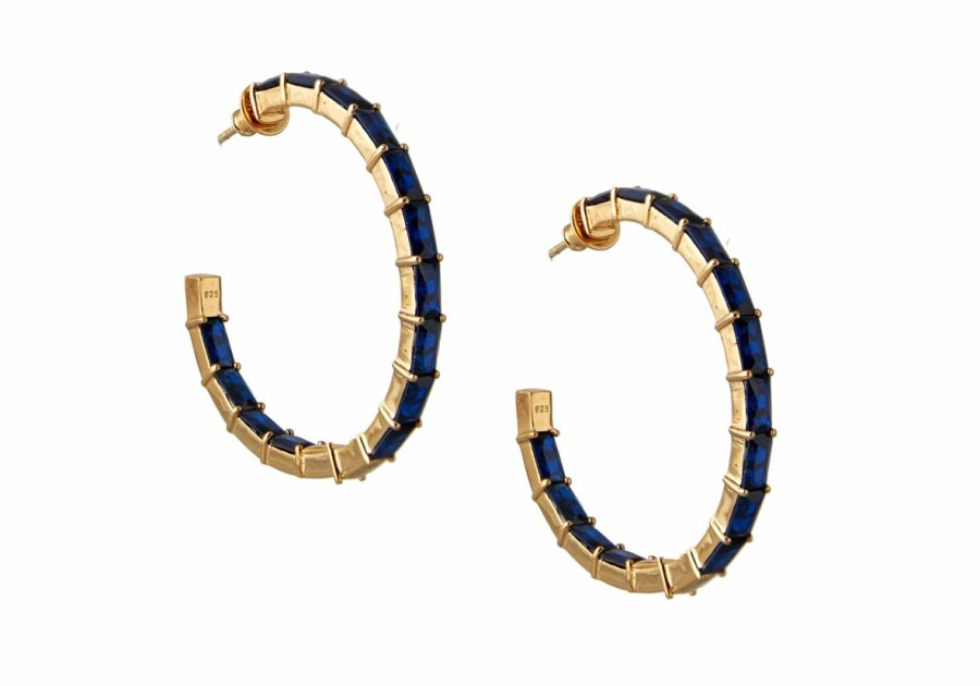 Accessories Judith Leiber | Baguette Hoop Earrings Blue