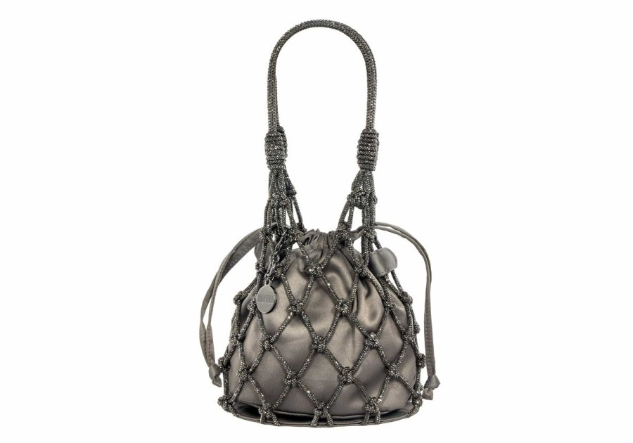 Handbags Judith Leiber | Sparkle Net Pouch Gray