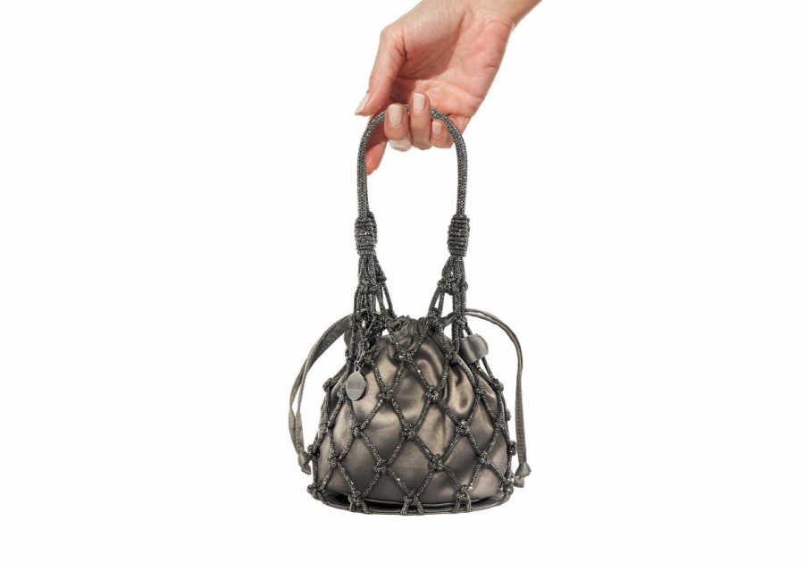 Handbags Judith Leiber | Sparkle Net Pouch Gray