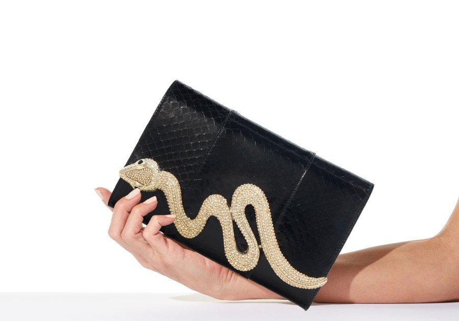 Handbags Judith Leiber | Serpent Snakeskin Clutch Black